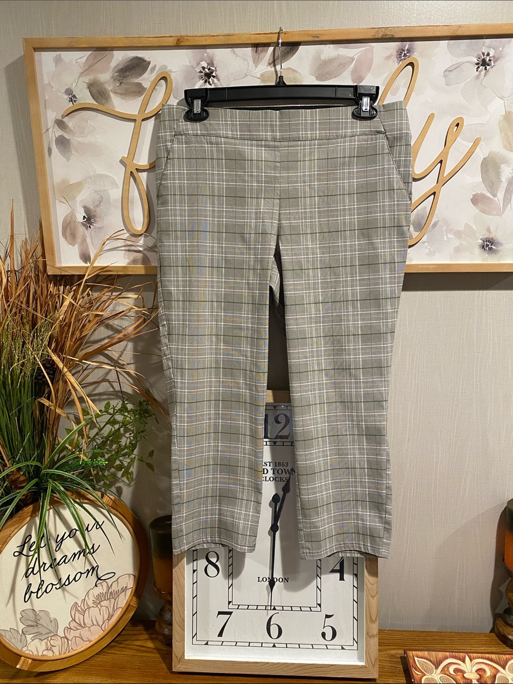 Simply Vera Vera Wang Gray Plaid Chinos